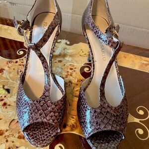 Franco Sarto Dark Brown Snake Print Heels